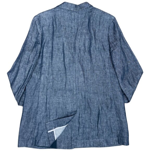EUC Women's BANANA REPBULIC One-Button Linen Blazer Chambray | Size 14 - Picture 5 of 10